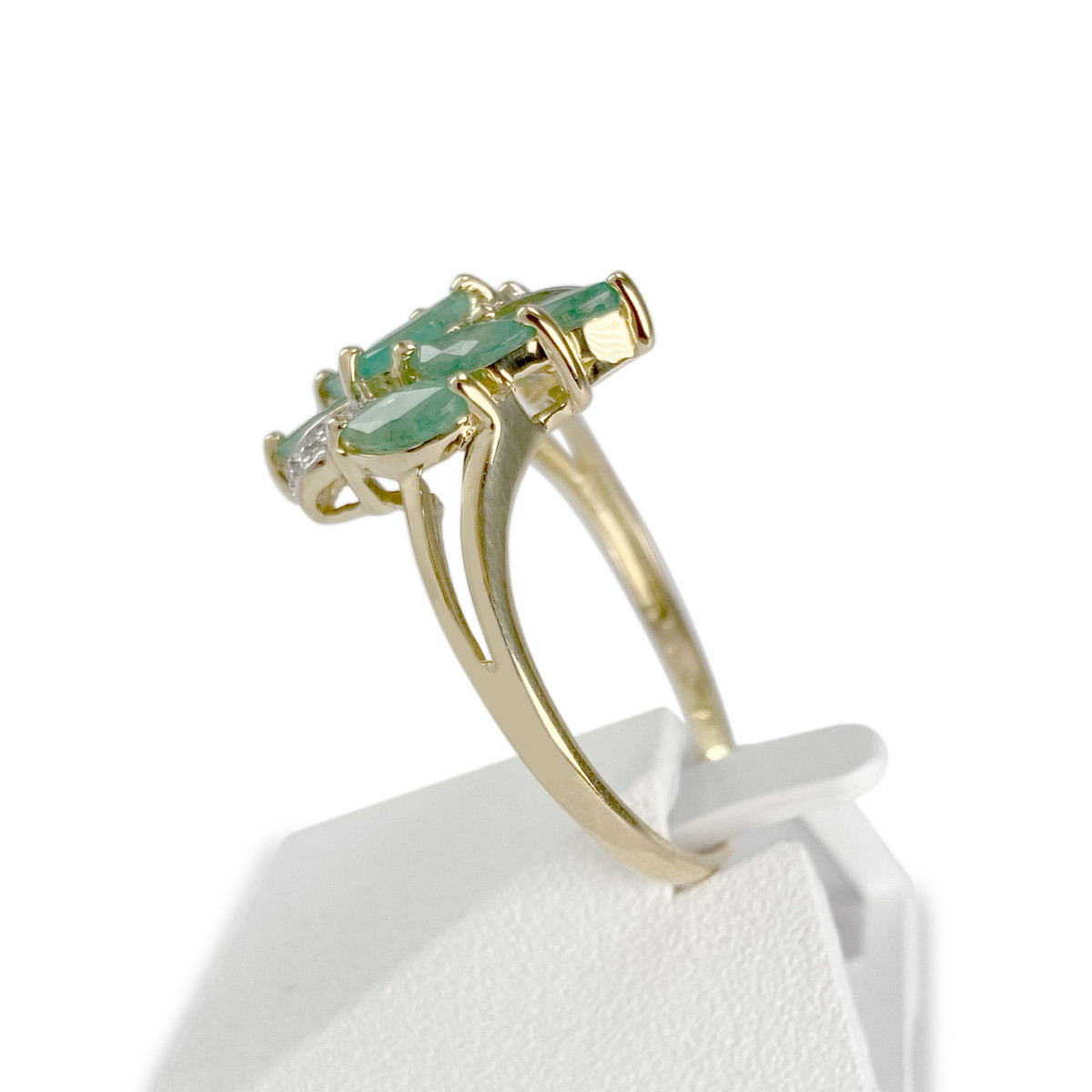 Bague d'occasion or 750 2 tons émeraudes et diamants