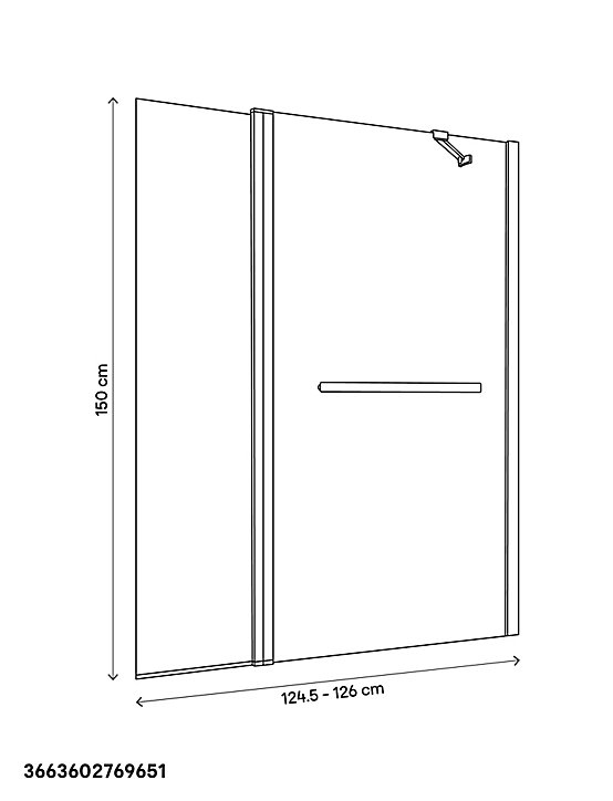 Pare-baignoire 1 volet + retour verre transparent anticalcaire GoodHome Nubia H. 150 x l. 124 cm