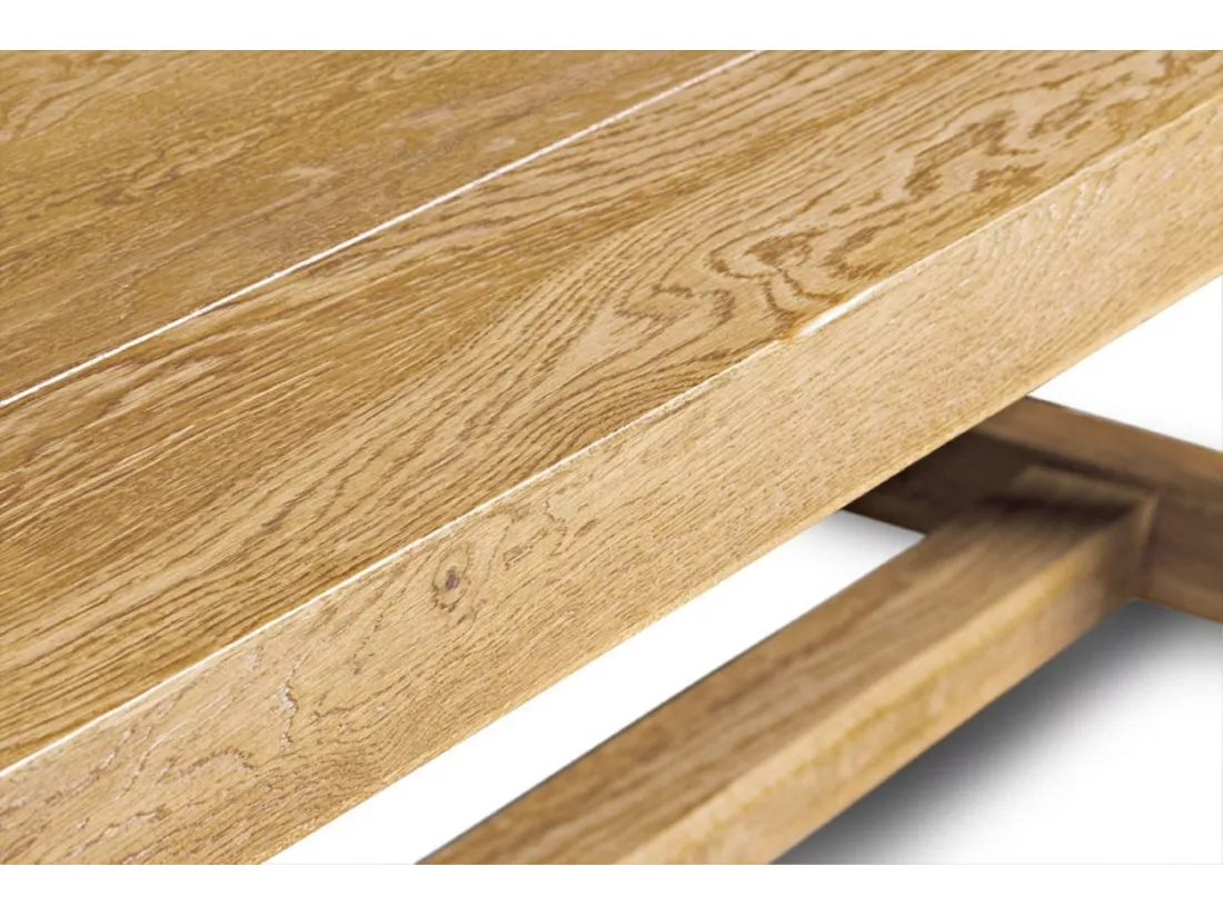 Table de ferme en chêne clair massif + 2 allonges L220/320 - LA BRESSE