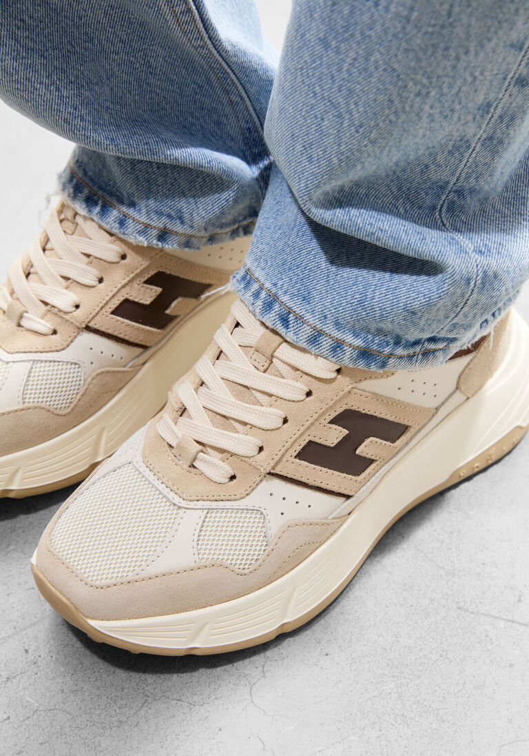 beige hogan lage sneakers h669 allacciato h
