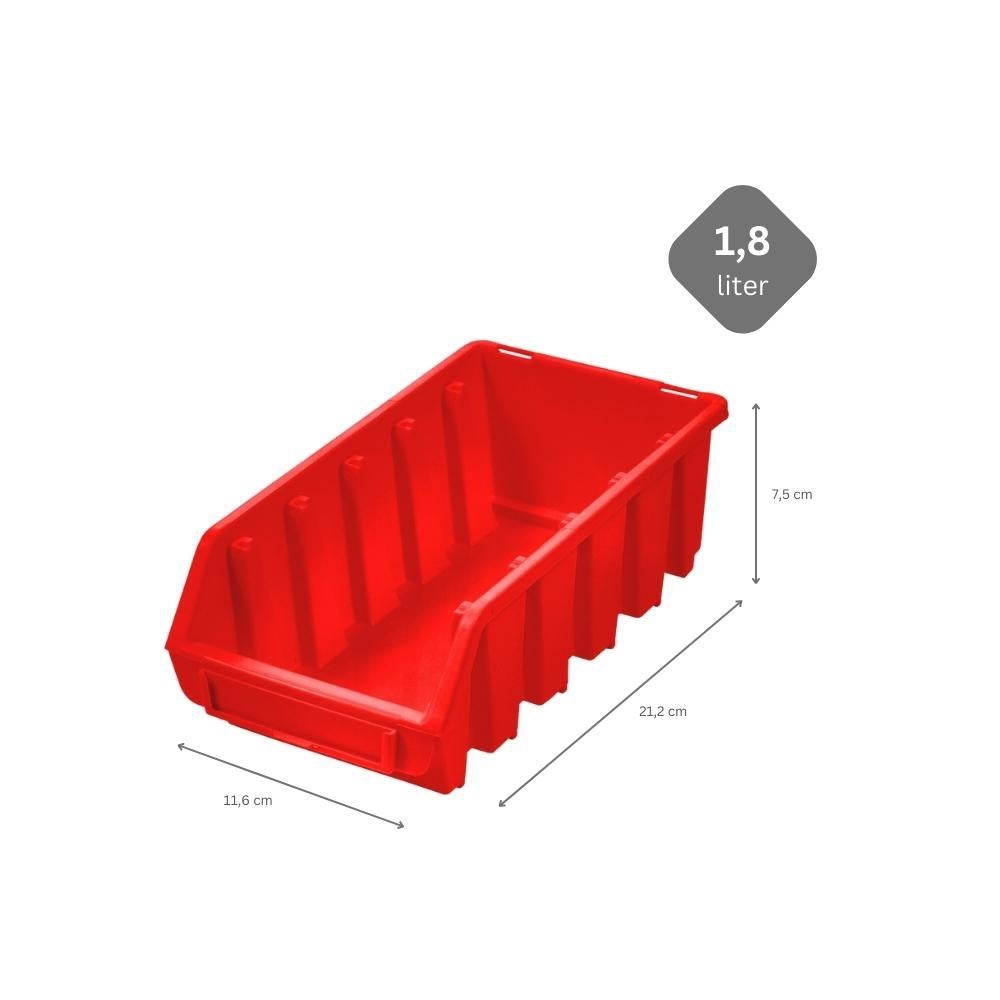 PROREGAL Super Saver Set 20x Opbergdozen 2L HxBxD 7,5 x 11,6 x 21,2 cm Polypropyleen Rood