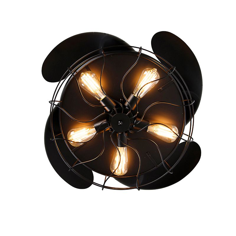 Plafondventilator zwart met inklapbare bladen 107cm 5-lichts met afstandsbediening - Gaiola