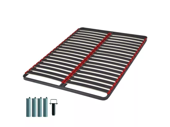 Sommier à lattes + pieds 140x190 Iota - 36 lattes bois - Fabrication française