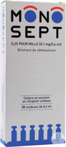 Monosept 0,025% Bromure De Céthexonium 0,1mg/0,4ml Gouttes Oculaires 30 Unidoses