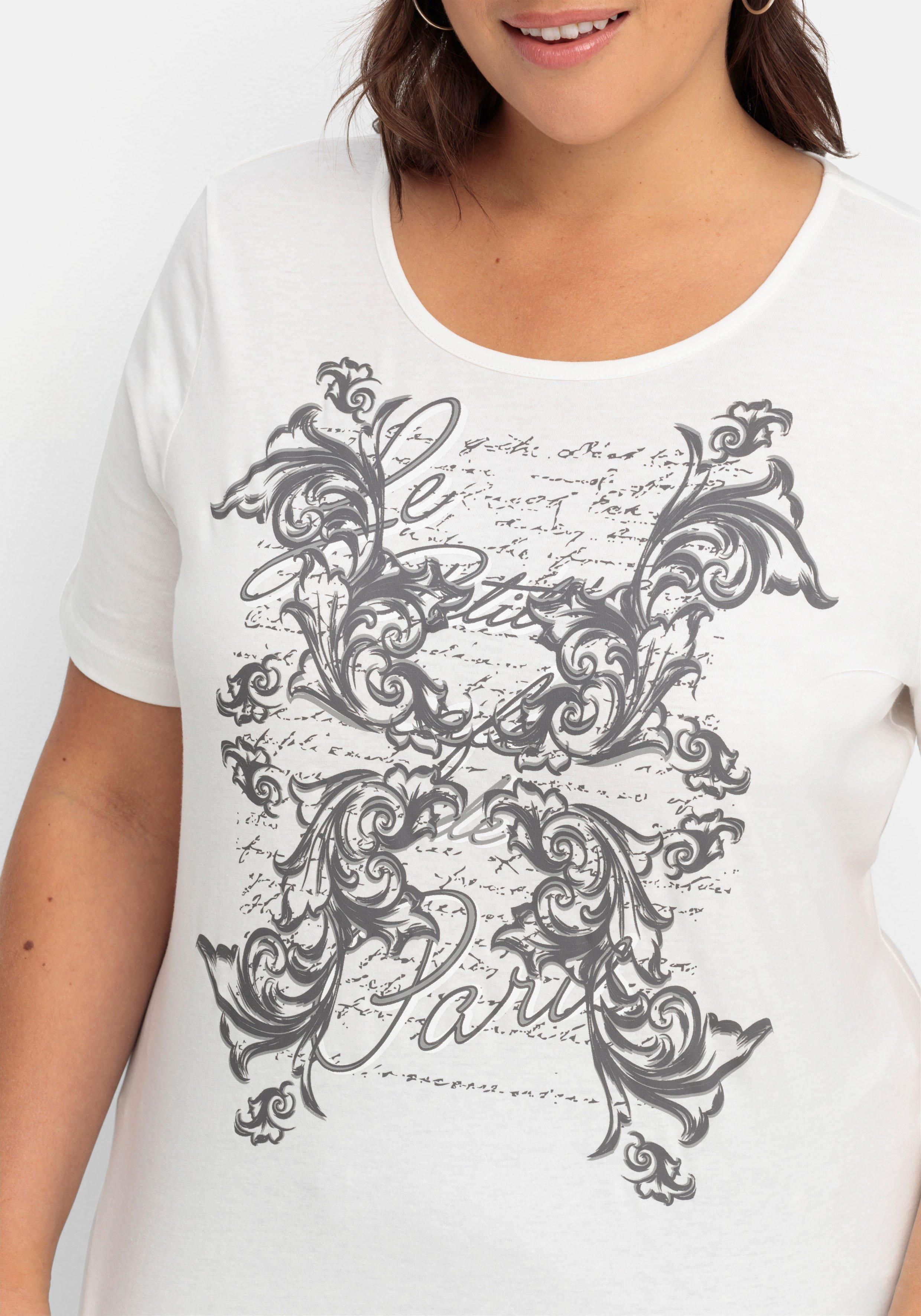 Jerseyshirt mit Frontprint und kurzem Ärmel