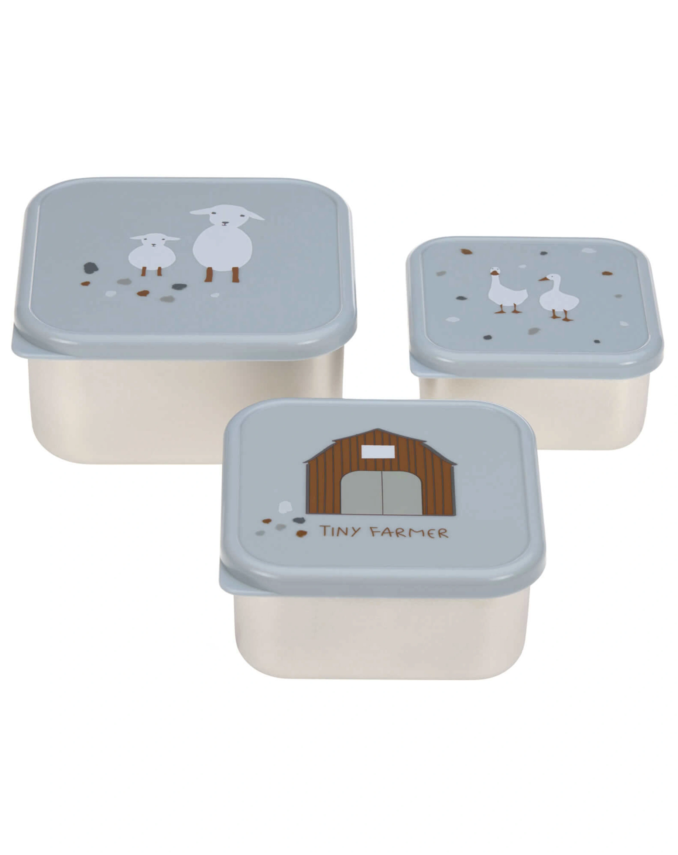 Snackbox TINY FARMER 3er-Set in blau