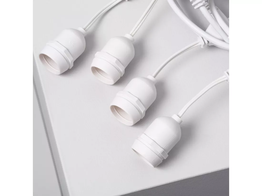 Guirlande Extérieure avec 8 Douilles E27 5.5m Blanche IP65 Blanc