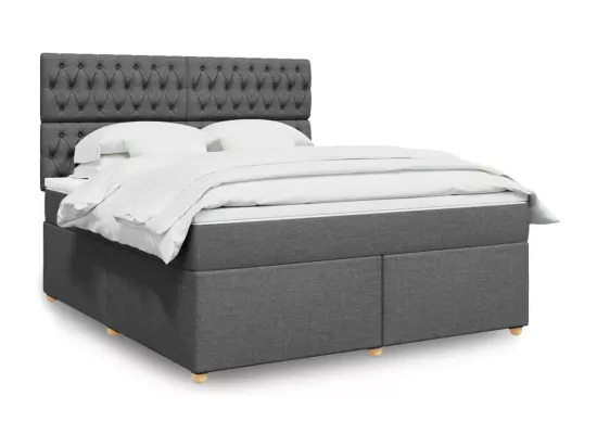 Sommier à lattes de lit avec matelas Gris foncé 180x200cm Tissu