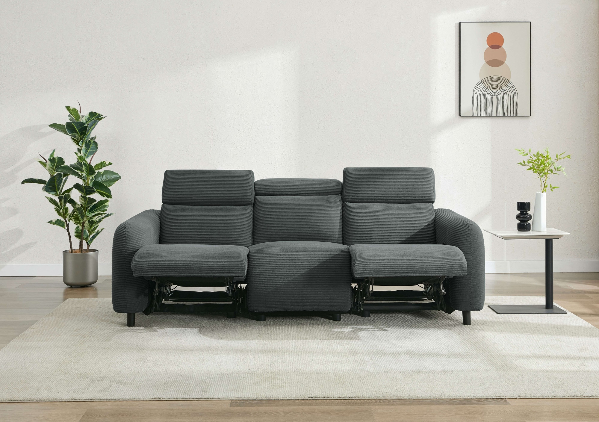 Home affaire 3-Sitzer »SKAANE in Cord, Sofa mit manueller u. elektrischer Relaxfunktion« Relax-Funktion in 2 Sitzen, Kopfteilverstellung, Federkernpolsterung