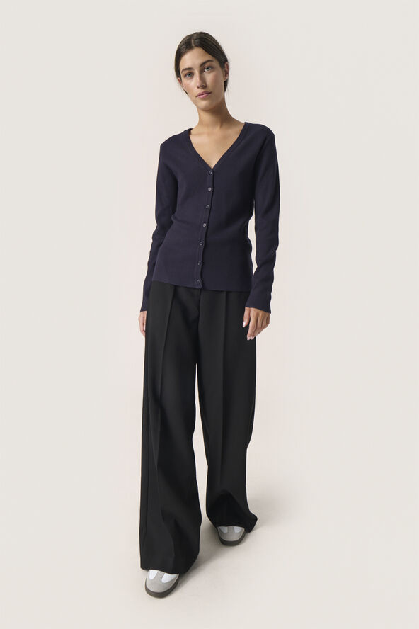 Soaked in Luxury SLPina V-Neck Cardigan Night sky