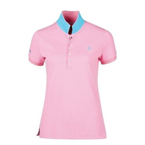 Camisa polo feminina Lily de manga curta, rosa fúcsia.