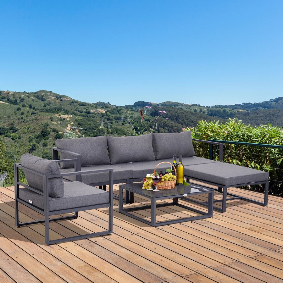 Outsunny Gartengarnitur für 4–5 Personen grau