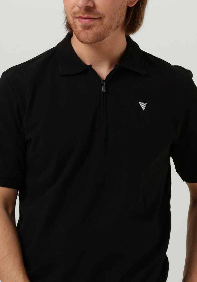 PUREWHITE zwarte purewhite polo polo with zipper and small logo at chest