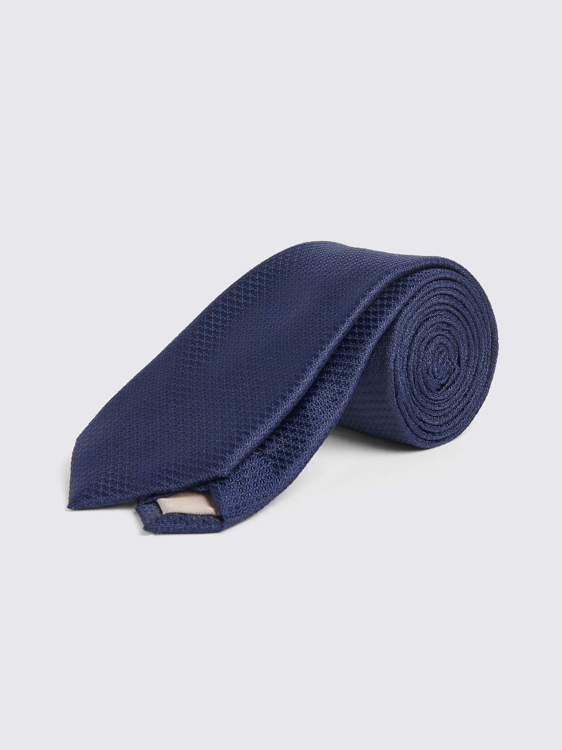 Donkerblauw - Moss stropdas met textuur