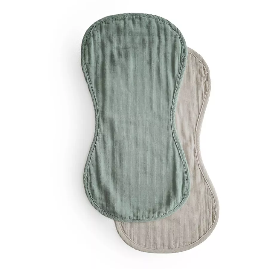mushie Spucktuch Musselin Roman GreenFog 2er-Pack