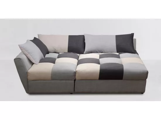 Canapé d'angle convertible en tissu ROMANE - Gris - Angle gauche