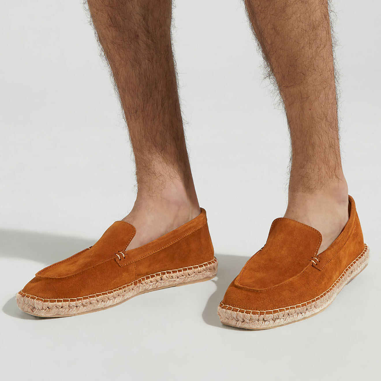 Comptoir GL Mocassins espadrilles en Velours de Cuir camel