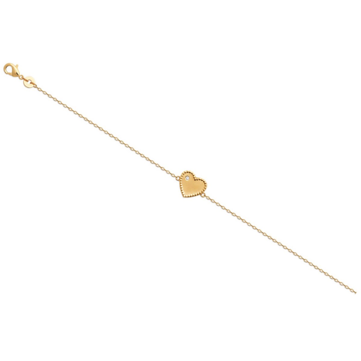 Bracelet chaîne coeur zirconium  -Plaqué or