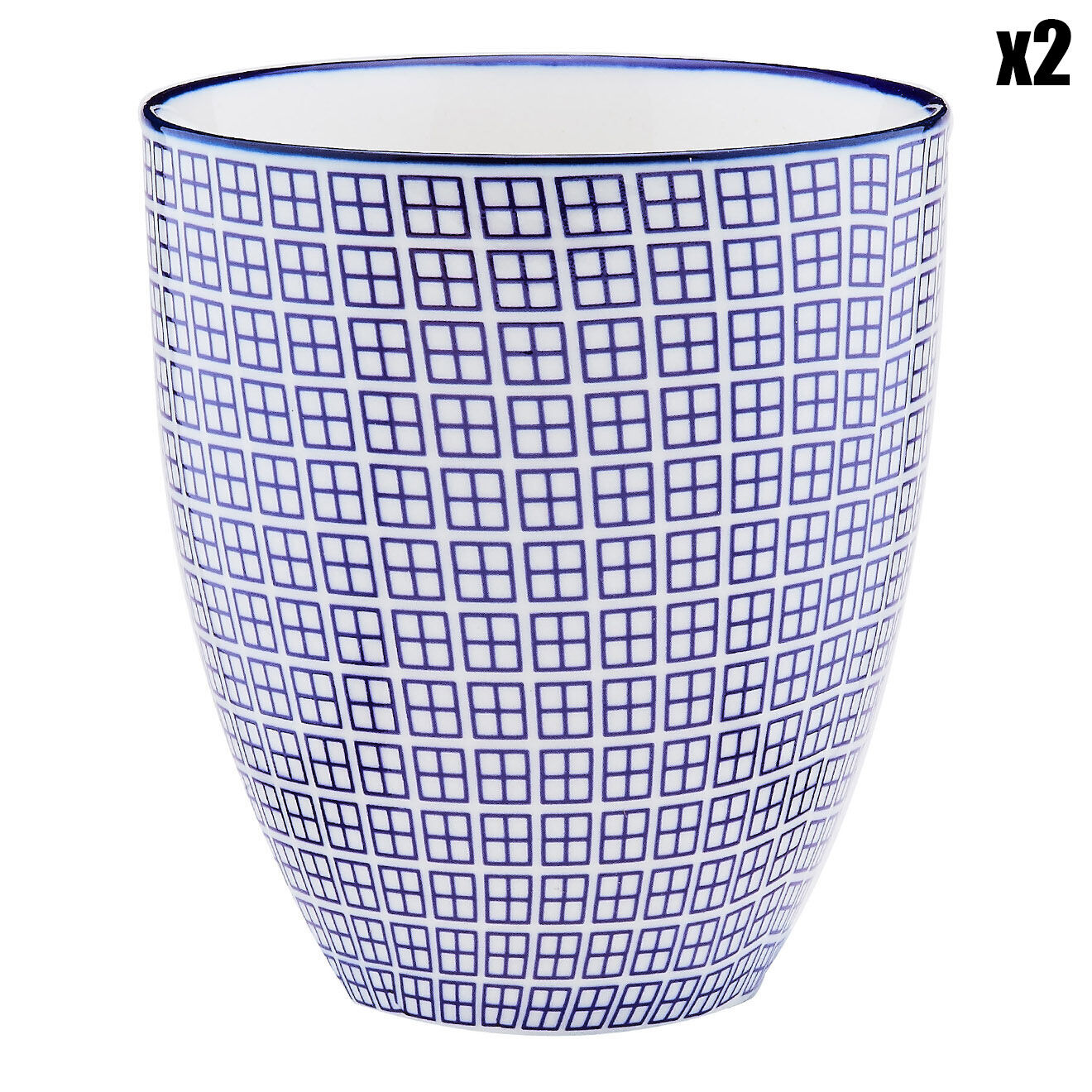 Bjorn 2 Mugs Pattern Dark blue bleu foncé - 30 cl