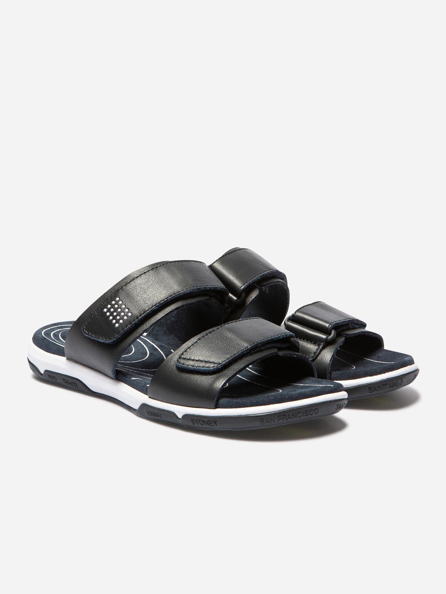 Mule Femme Légère Dessus Cuir Marine