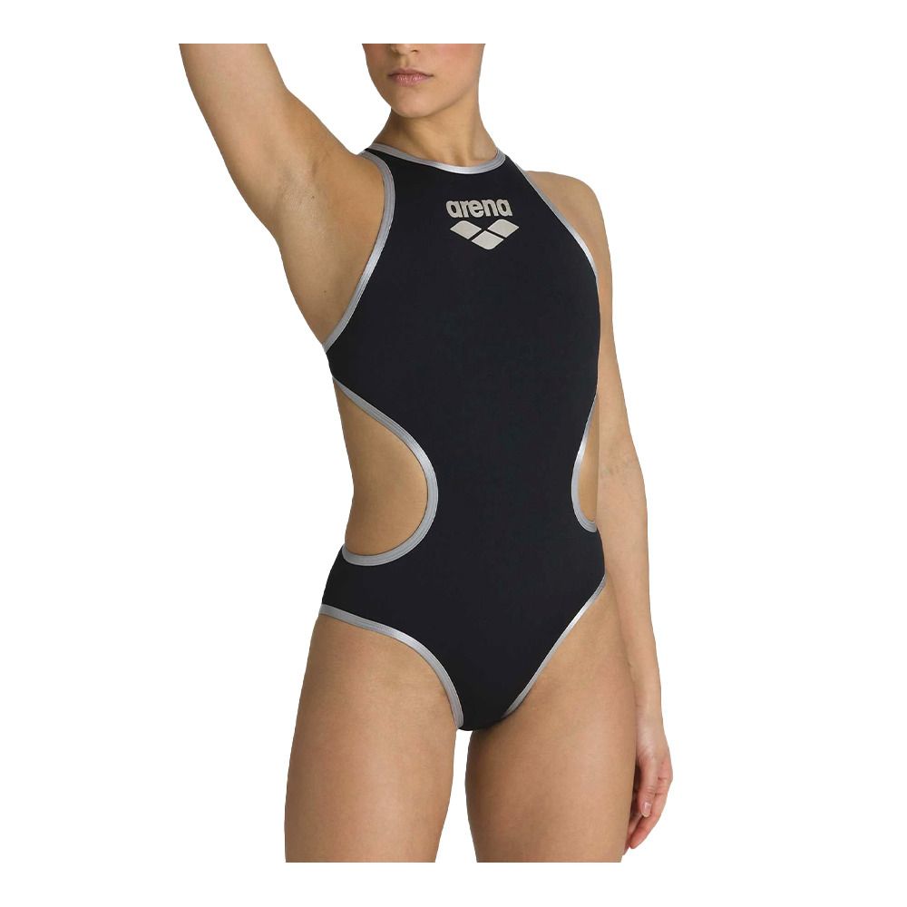 Arena ONE BIGLOGO - Maillot de bain 1 pièce Femme black/silver