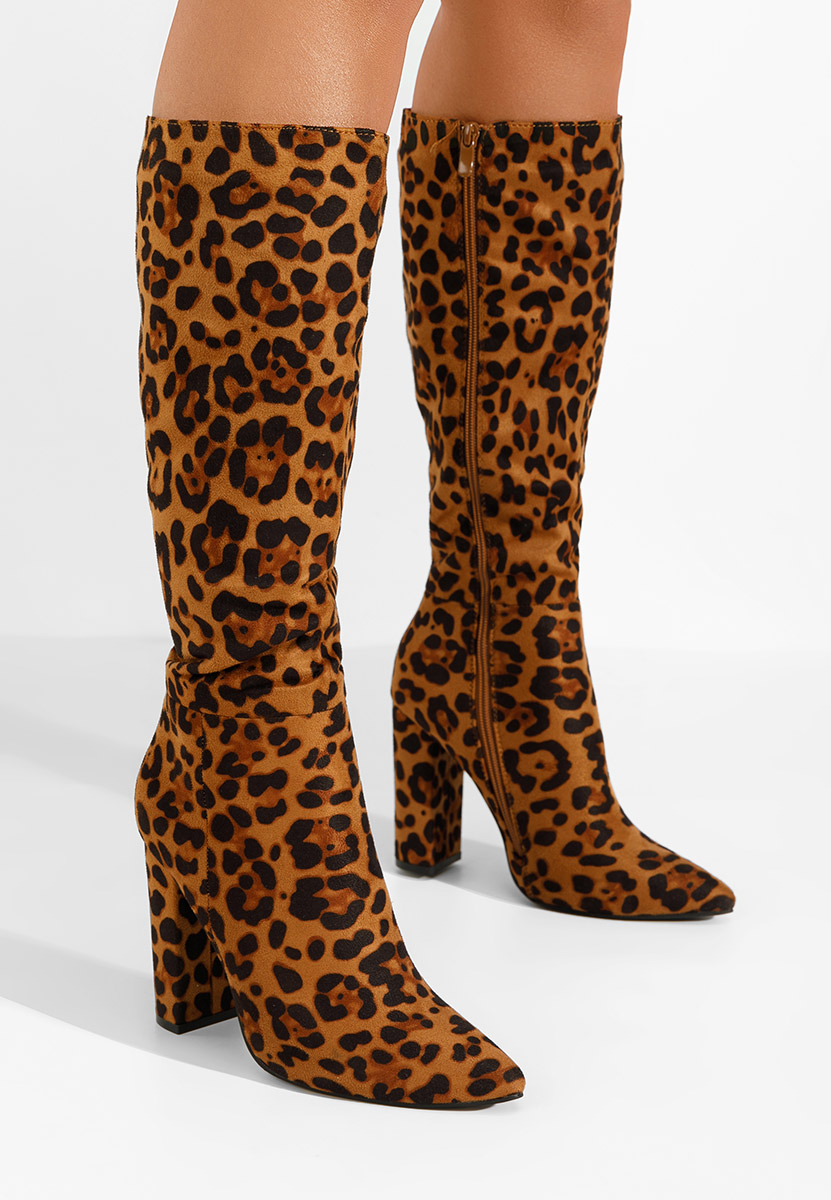 Bottes à talon carré leopard Alyndra