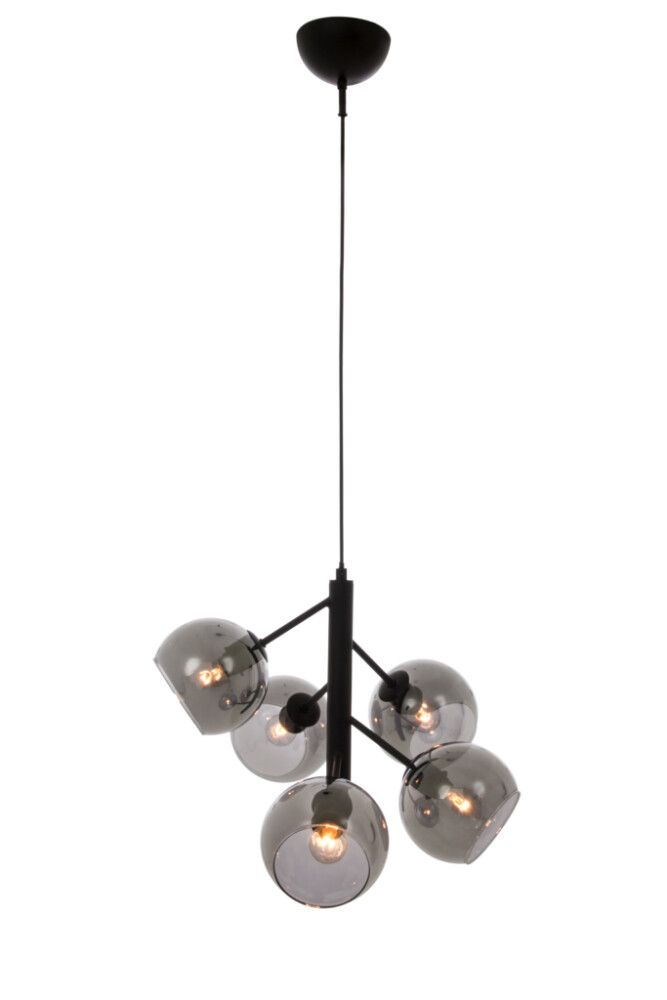 TAKLAMPE ANETA ATOM SVART/RØKFARGET 5XE14