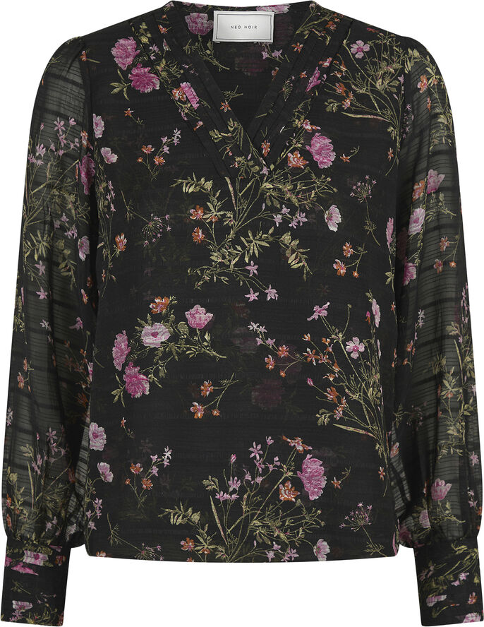 Neo Noir Mahra Flower Print Blouse Black