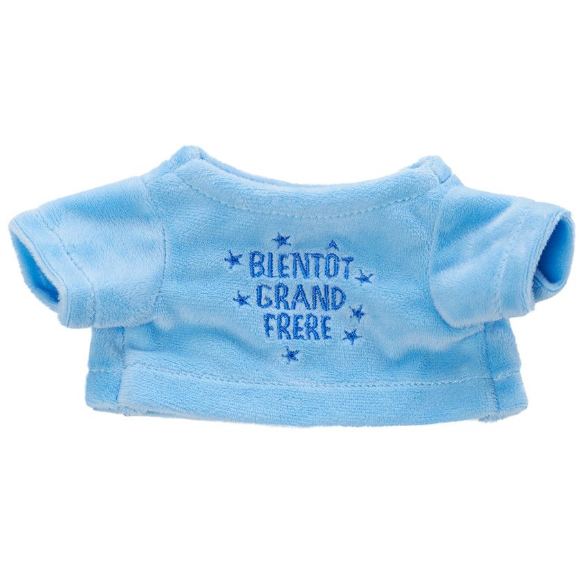 Habillage pour peluche à texte annonce grand frère brodé - Bleu