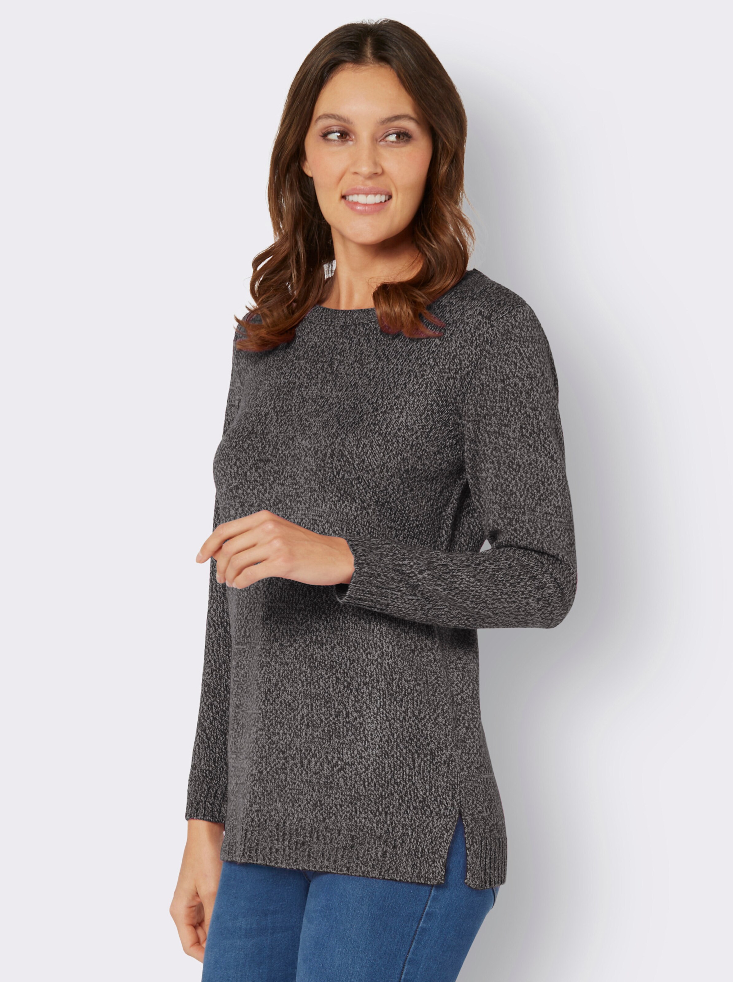 Longpullover aus Melange-Garn