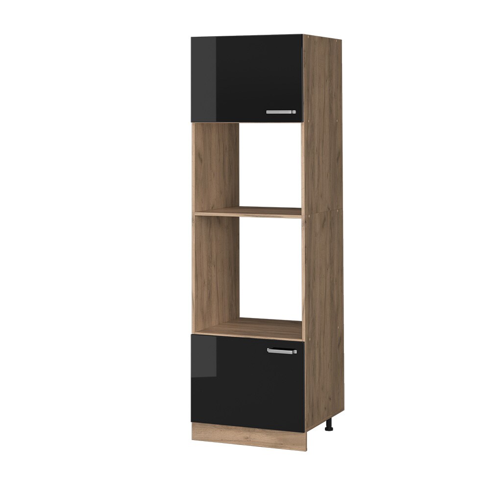 Vicco Mikrowellenschrank Küchenschrank R-Line Solid Eiche Schwarz 60 cm modern
