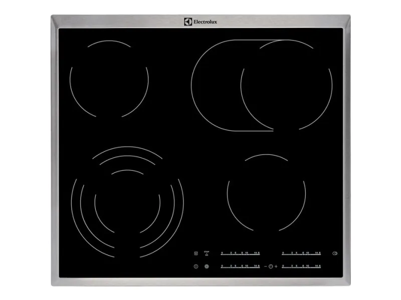 Electrolux EHF46547XK - Keramisk kogeplade - 4 plader - Niche - bredde: 56 cm - dybde: 49 cm - med rustfrit stål-pynt - sort
