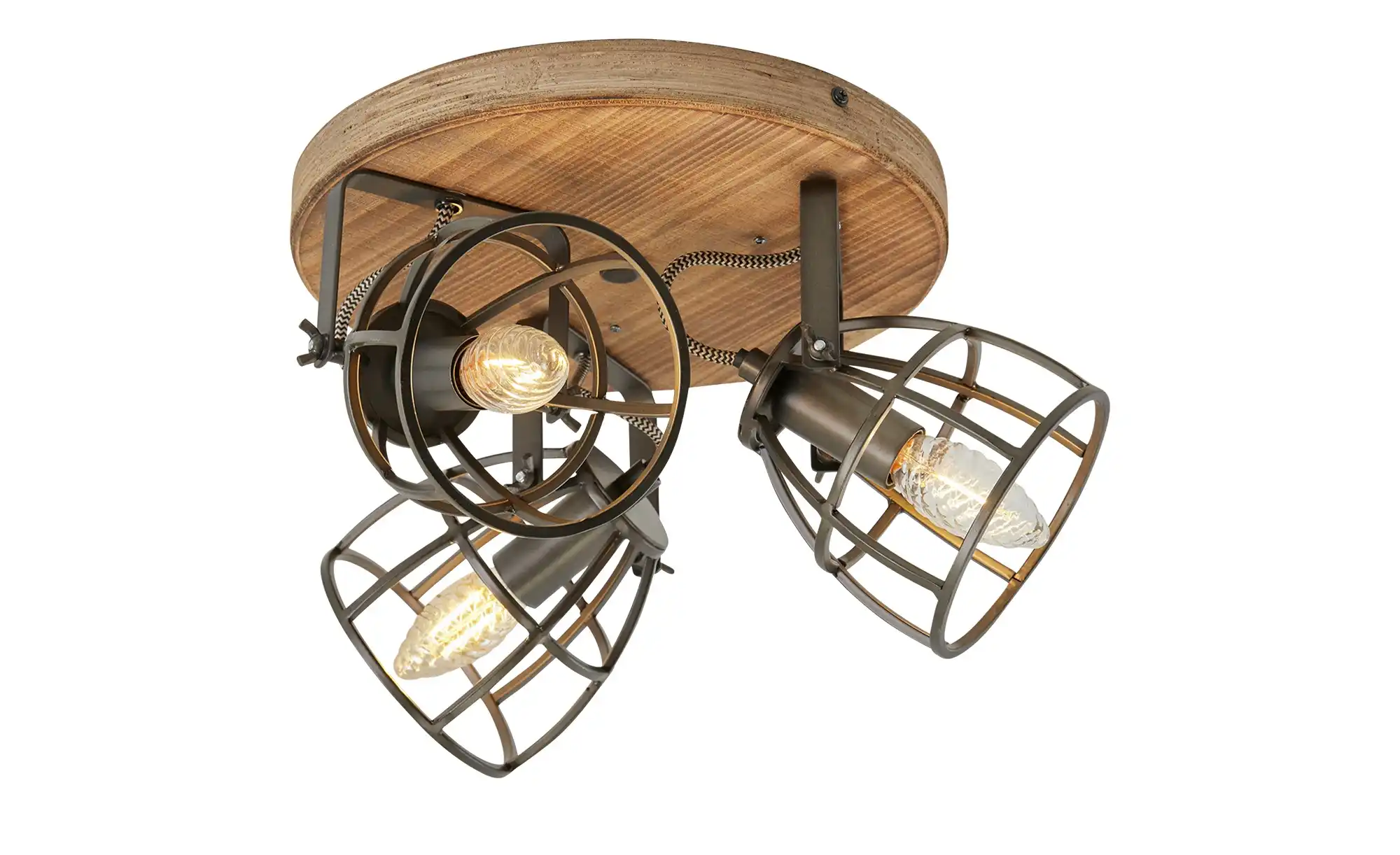 Deckenleuchte, 3-flammig, Holz/Metall