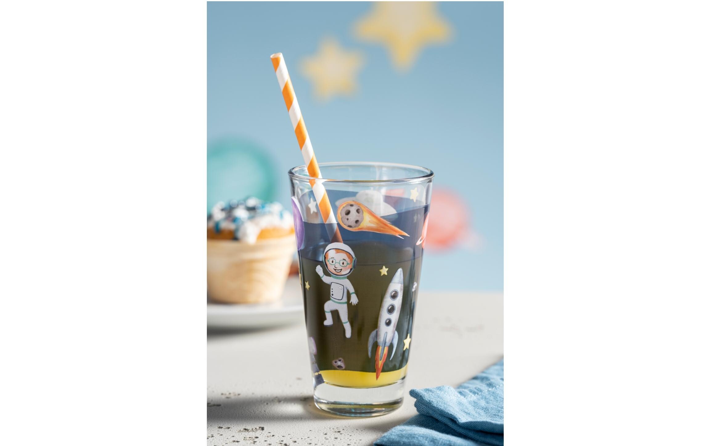 Kindertrinkglas Avventura 300 ml, 6 Stück, WeltallTrinkglas für Kinder