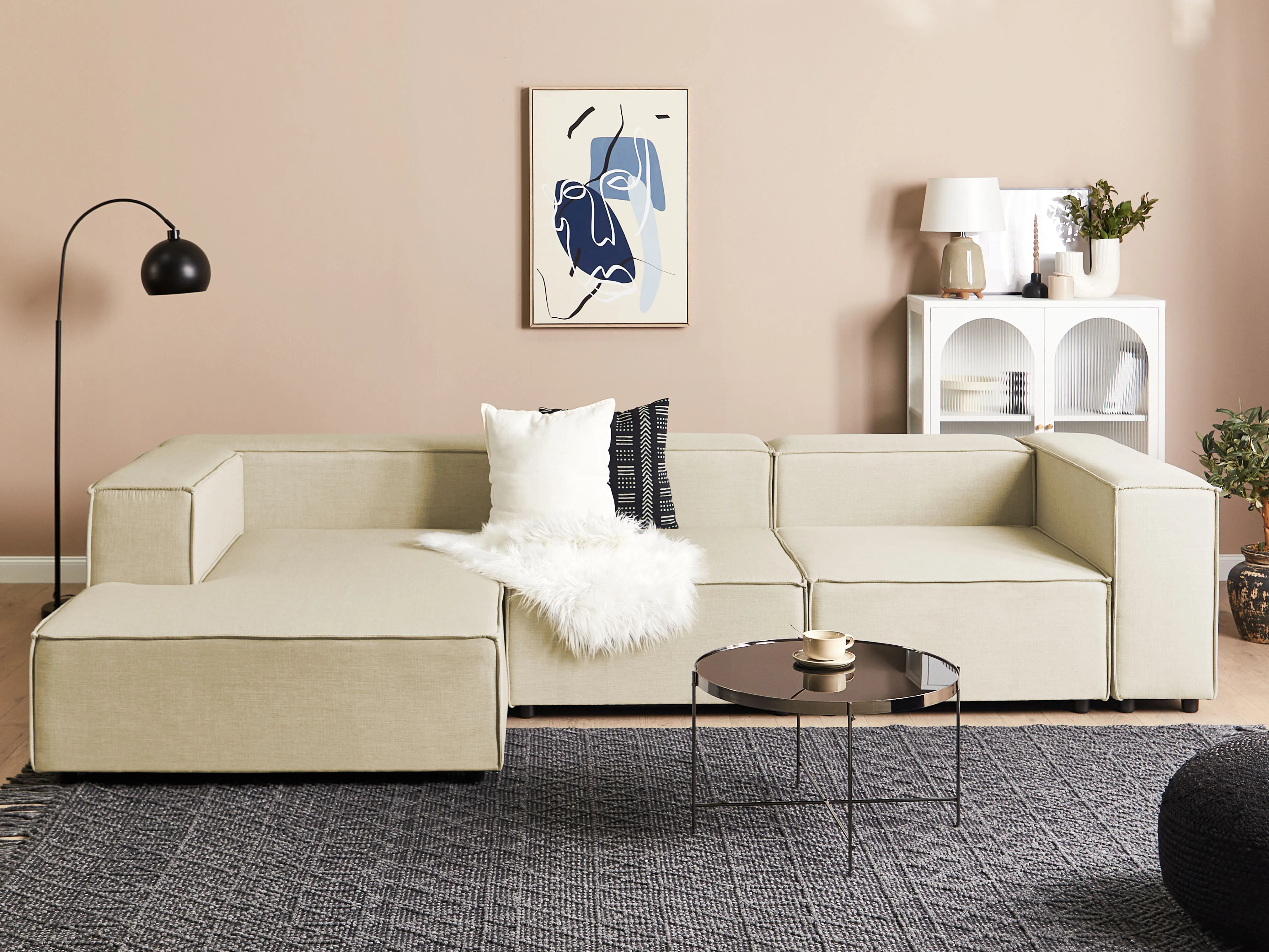 Chaise longue APRICA Kunstlinnen Beige