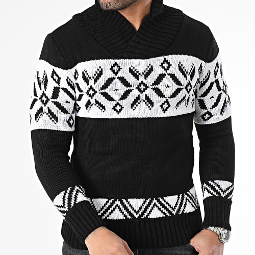 Pull Col Amplified Noir Blanc