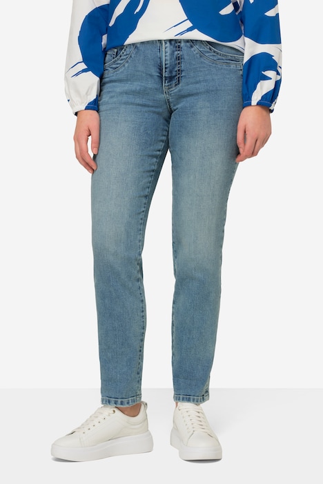 Jeans, Straight Fit, 5-Pocket, Wascheffekte, mit recyceltem Polyester gefertigt