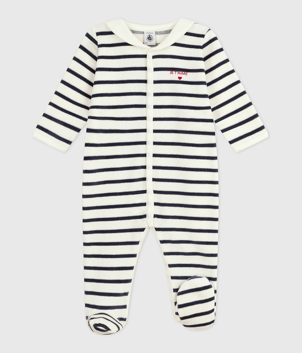 PETIT BATEAU<br>Pijama de veludo com listras