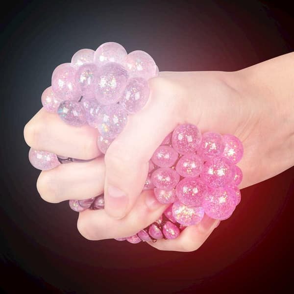 Stressball Lysende / Klemmeball i Nett – Glitter