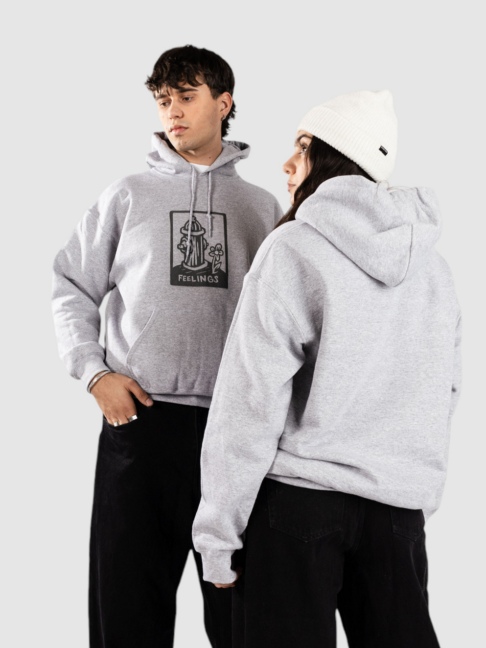 And Feelings Hydrant Hoodie heather grey