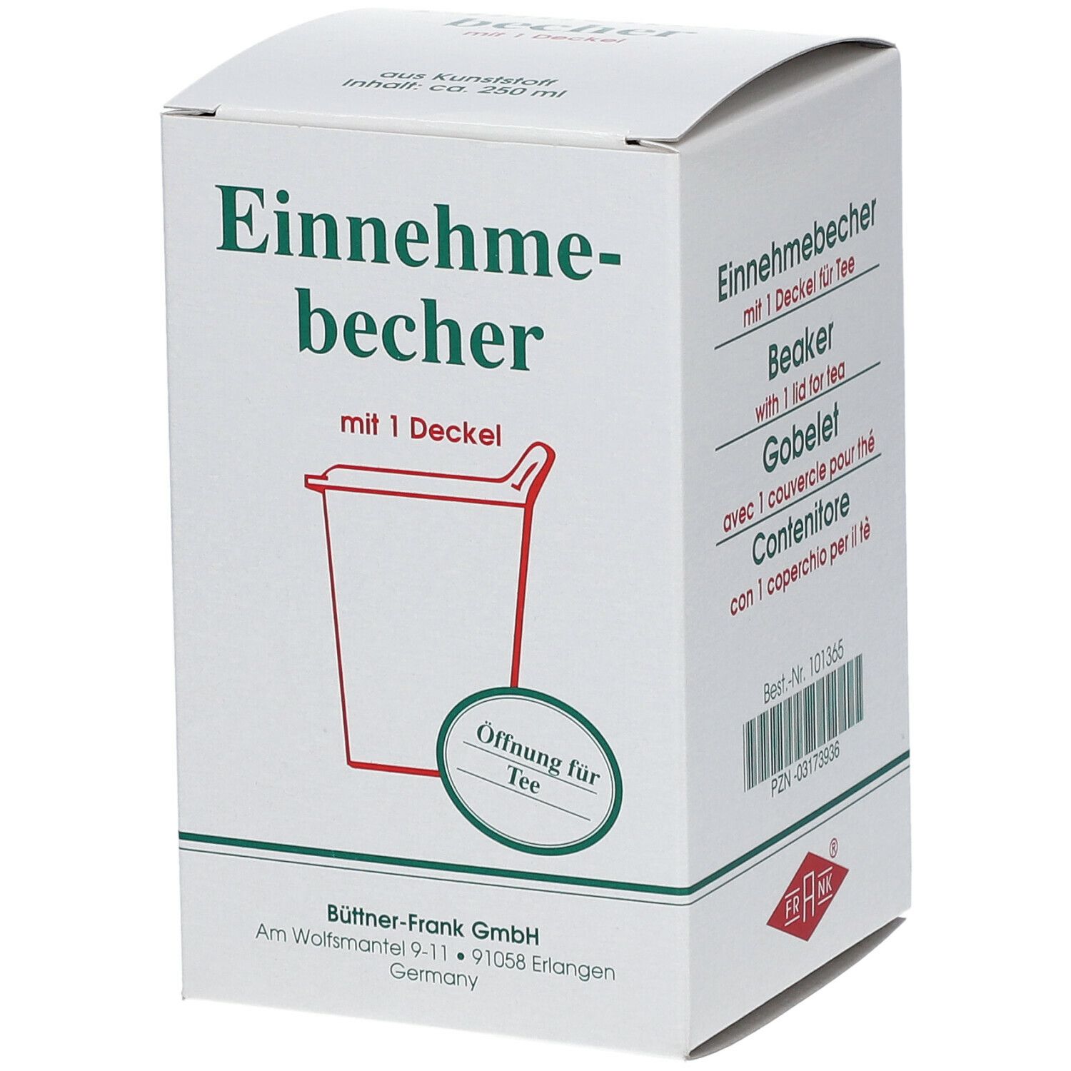 FRANK® Einnehmebecher Kunststoff mit abnehmbarem Trinkdeckel 4 mm