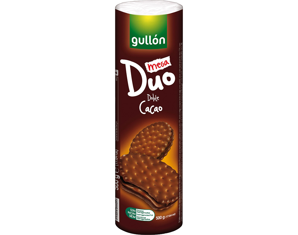 BOLACHA GULLON MEGA DUO RECHEADA DUPLO CHOCOLATE 500G