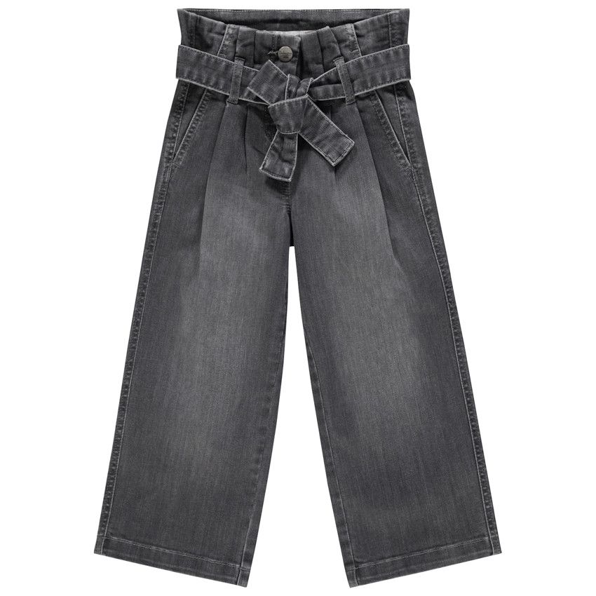 Jean forme palazzo effet used - Gris chiné