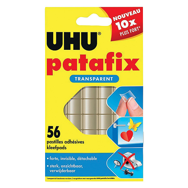Pastilles adhésives UHU Patafix transparentes, étui de 56