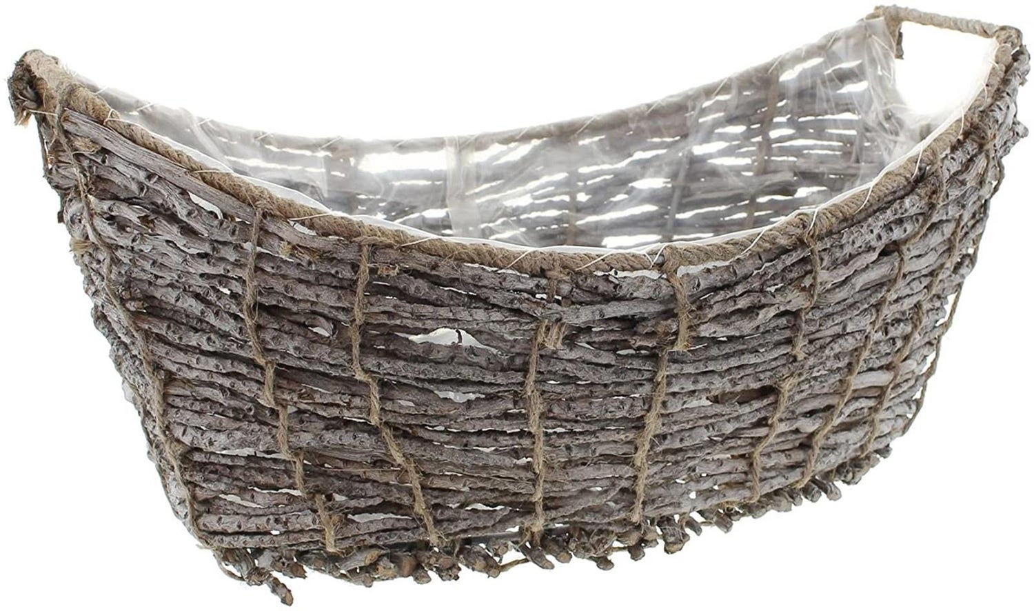 Decoratieve passie: Gebogen kokosplantenmand, bloempot van kokosbloesemtakken, plantenbak, bloemenschaal, plantenbak, plantenbak, tuindecoratie voor buiten