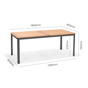 Wakefield eettafel Lyonn grijs aluminium 180x89,3 cm