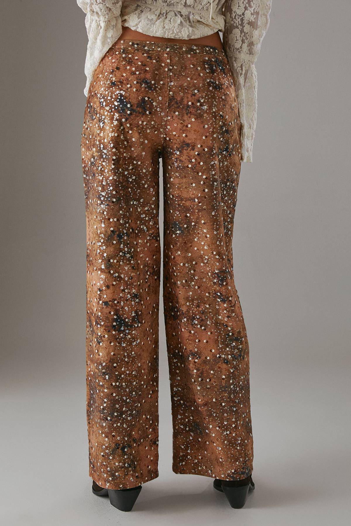 Warehouse Pantalon en synthétique à Sequins avec Laçage