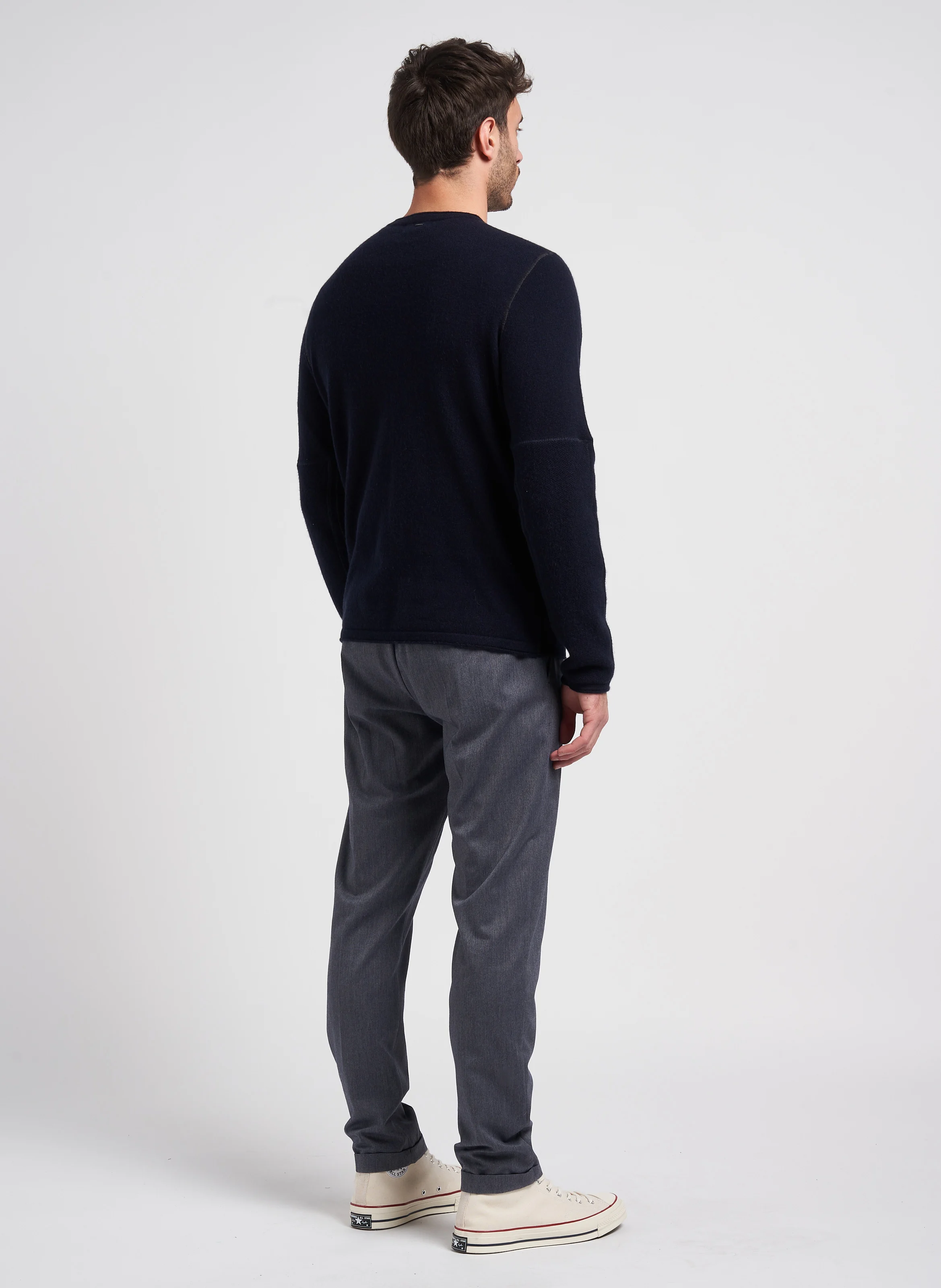 Pull droit col V en cachemire | Bleu