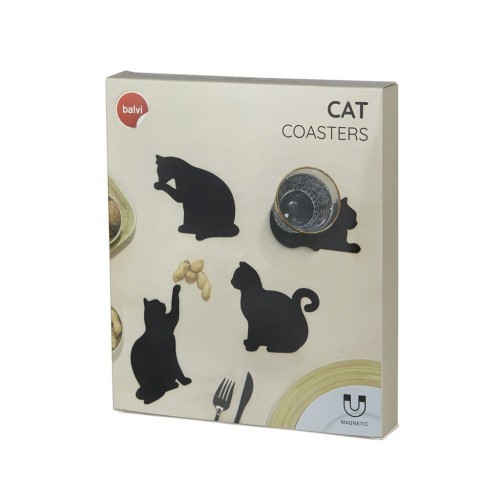 Conjunto de 4 porta-copos em formato de gato, pretos