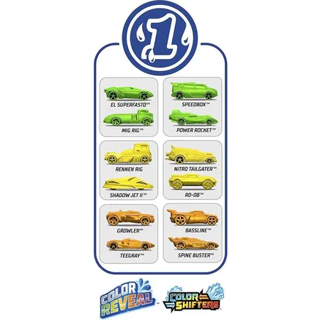 Mattel Hot Wheels Color Reveal Die-Cast 2er-Pack, Farbwechsel, 1 Packung, sortiert